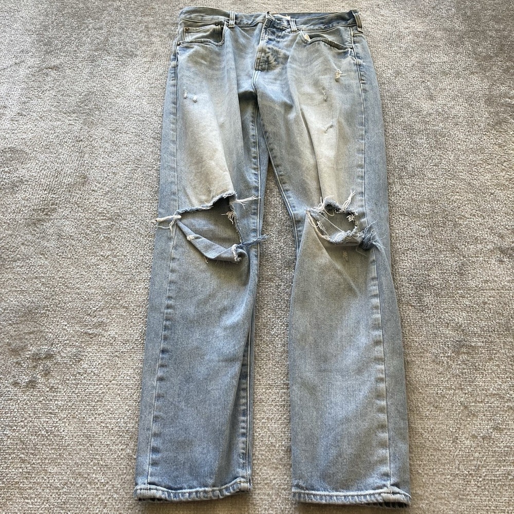PacSun Jeans Mens 30x32 Distressed Slim Taper Grunge‎ Medium Wash Denim